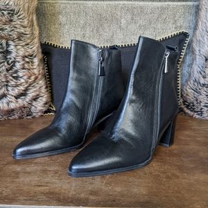 Zara Black Leather Ankle Boot